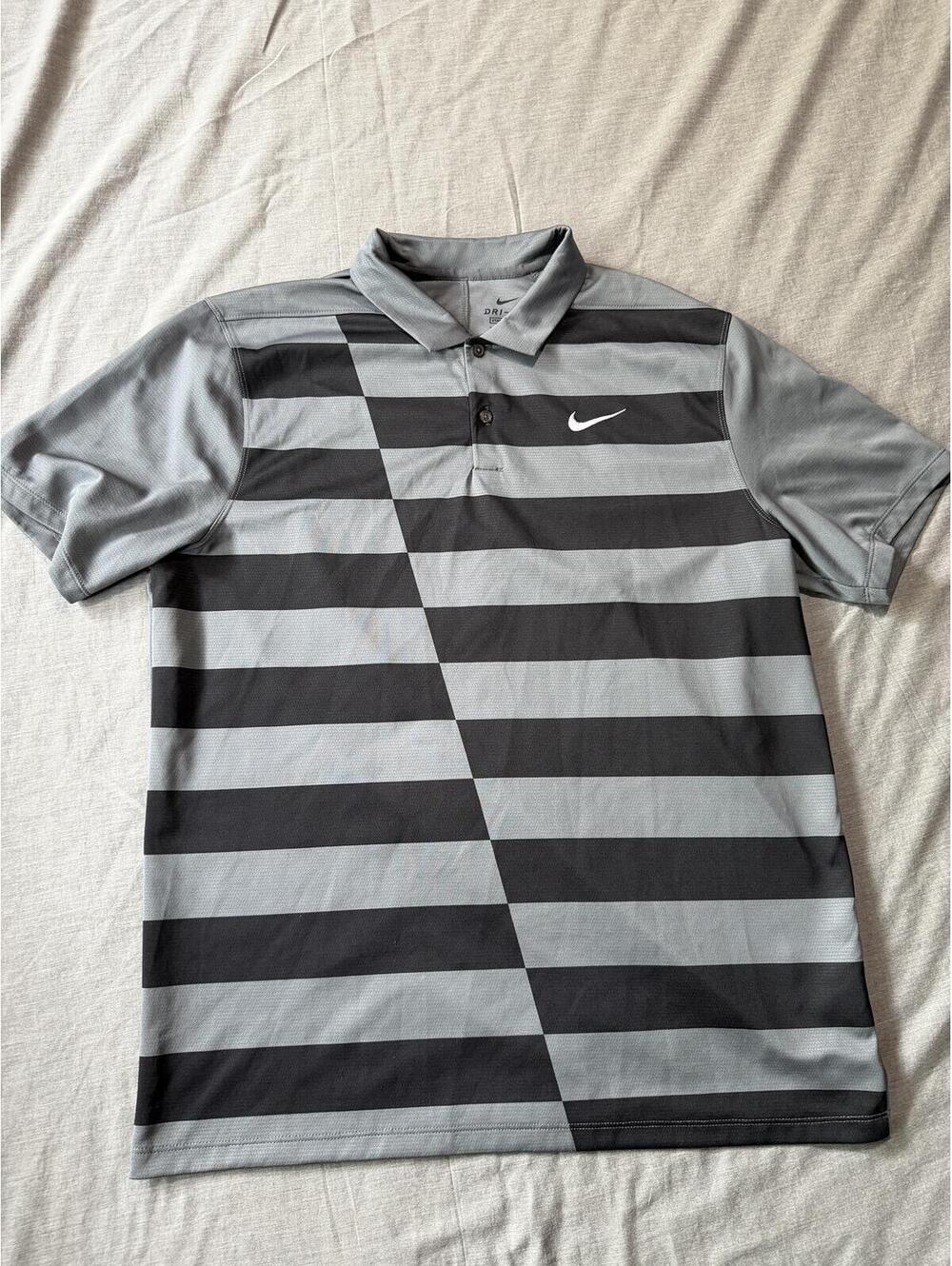Nike Men's Dri-Fit Graphic Hacked Golf Polo Black Grey Size Large